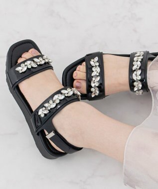 Bridget Birkin 【Bridget Birkin】ダブルベルトビジューサンダル