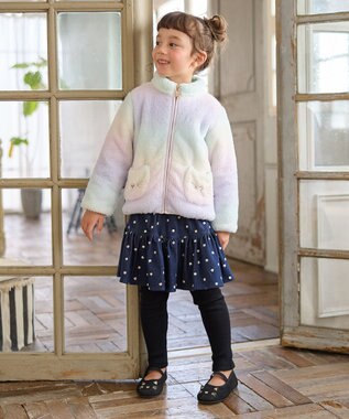 ANY KIDS 【ドッキング可能】ネコボアブルゾン ラベンダー×レインボー