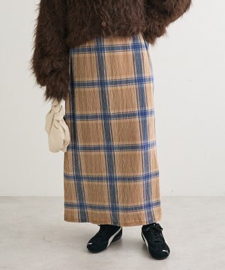 Green Parks 楊柳ベロアチェックＩラインスカート