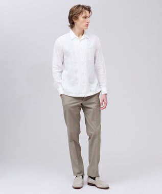 J.PRESS MEN 【LIBECO】リネンオープンカラー シャツ ホワイト系