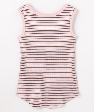 ANY テレコラウンドヘムタンクトップ ピンクベース