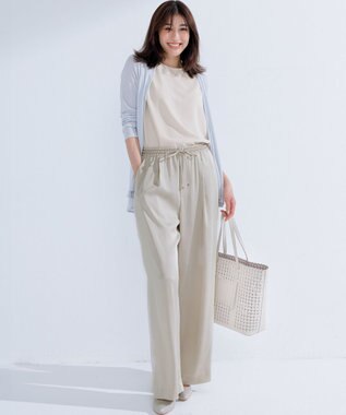 23区 フェイクレザー カットアウト トートバッグ アイボリー系