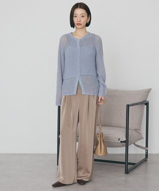 AMERICAN HOLIC サテンリラックスイージーパンツ Beige