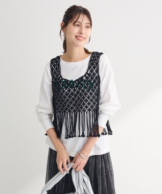 Green Parks マクラメベスト Black