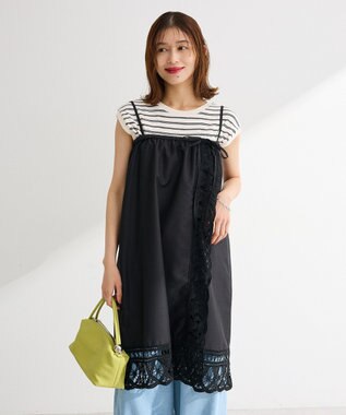Green Parks ２ｗａｙレースキャミワンピース Black