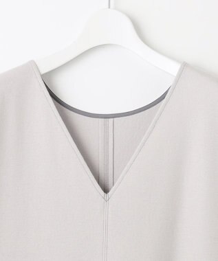 自由区 【WEB限定】ウールミルドジャージー Vネックジャンパースカート ライトグレー系