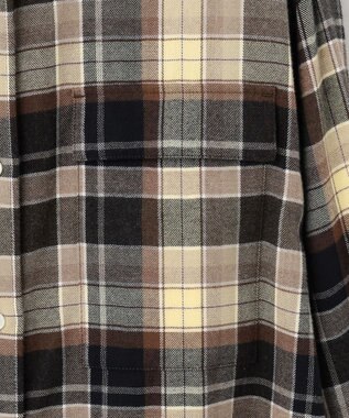 23区 CANCLINI メルトン バンドカラーシャツ キャメルチェック