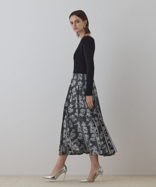 GRACE CONTINENTAL ラメモールニットジャガードワンピース ブラック