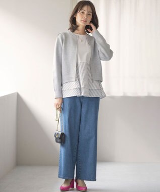 組曲 L スウェットライクニットブルゾン ライトグレー系