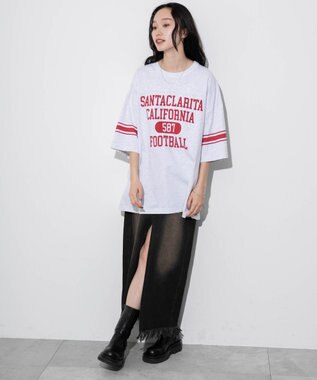 WEGO 【ユニセックス着用ITEM/手洗い可/MLサイズ】フットボールBIG　T（S） ライトグレー