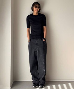 woadblue ＜坪田あさみさんコラボ＞DADA  ダダ  /  BLACK ワイドデニムパンツ BLACK