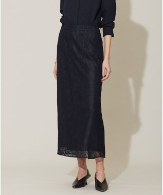 ICB 【洗える】ナイロンラッセルレース ナロースカート ネイビー系