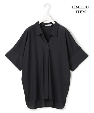 ICB 【WEB限定・洗える】シアートリコット スキッパーカットソー ブラック系