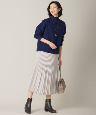 J.PRESS LADIES 【洗える】マロンサテン プリーツ スカート ベージュ系