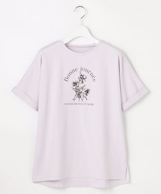 ANY SIS フラワープリント ロゴＴシャツ アイスグレー