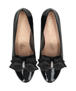 Bridget Birkin 【Bridget Birkin】ヒールアップキラキラリボンローファー ブラックエナメル
