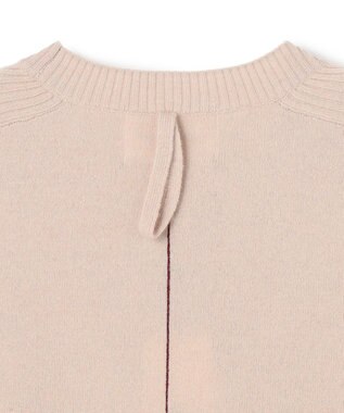 BEIGE， 【洗える】POMPE / ウールカシミヤ配色ラインクルーネックニット  Taupe×Bordeaux