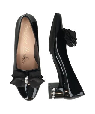 Bridget Birkin 【Bridget Birkin】ヒールアップキラキラリボンローファー ブラックエナメル
