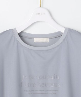 ANY SIS 【洗える】シアーチュールロゴ Tシャツ ライトグレー