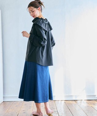 Feroux ラッシュガード ケープギャザー ブラウス ブラック系