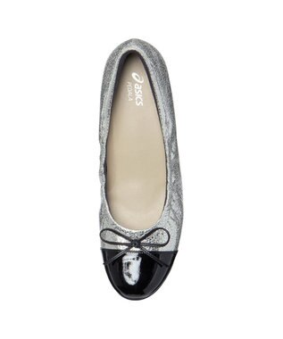 ASICS WALKING ペダラ レディース 2E 2.0cmヒール シルバー×ブラック(エナメル)