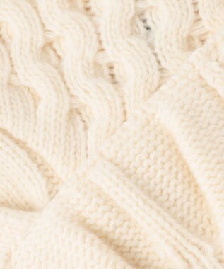 BEIGE， RULE / ウールカシミヤアラン編みクロップドニット Off White