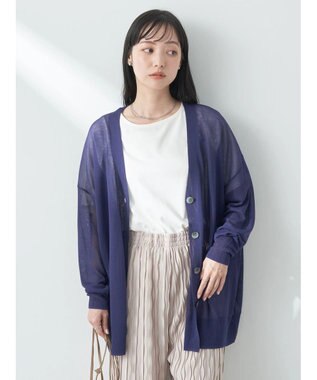 earth music&ecology シアーＢＩＧカーディガン Blue