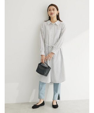 Green Parks ミドル丈シャツワンピース Navy