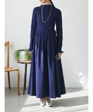 Green Parks AnriettMusee  リブニットドッキングワンピース Navy