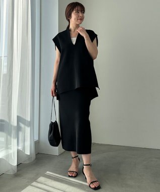 UNFILO ミラノリブニットスカート ブラック