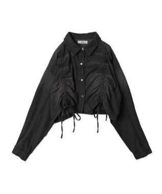 WEGO ドロストデニムショートシャツ デニムブラック