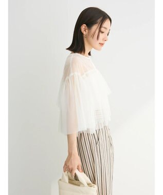 Green Parks ・ＳＵＧＡＲ　ＳＰＯＯＮ　チュールティアードブラウス Off White