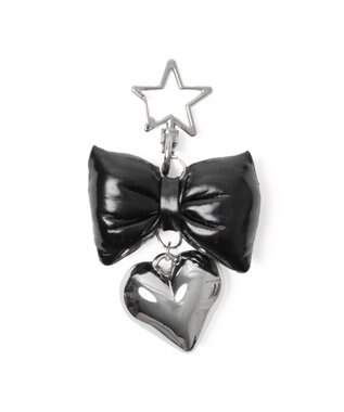 WEGO クッションリボンハートキーホルダー ブラック