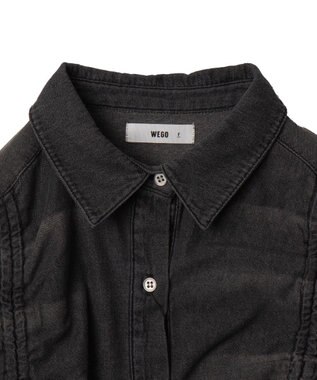 WEGO ドロストデニムショートシャツ デニムブラック