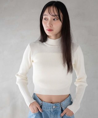 WEGO リブハイネックショートニット オフホワイト