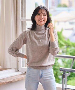WEGO 【WEB限定/25年秋冬新作/洗濯OK/毛玉レス】タートルネックニット グレー