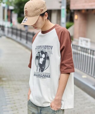 WEGO 【ユニセックス着用ITEM】ラグラングラフィックBIG　T（SS） ブラウン