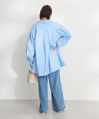 CRAFT STANDARD BOUTIQUE シワ軽減/イージーケアビッグシャツ Stripe Sax