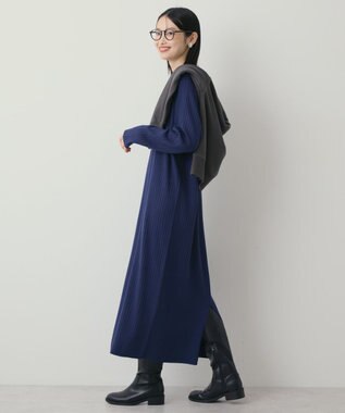 AMERICAN HOLIC バイパチリブヘンリーニットワンピース Navy