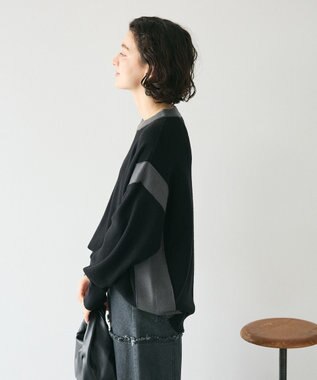 CRAFT STANDARD BOUTIQUE 洗える/とてもち配色ニットプルオーバー/24AW Black