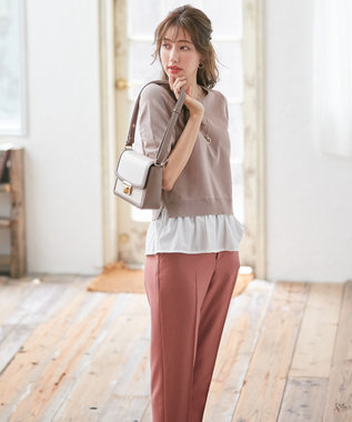 ANY SIS 【洗える】シャツテール ニットＴシャツ ローズグレー