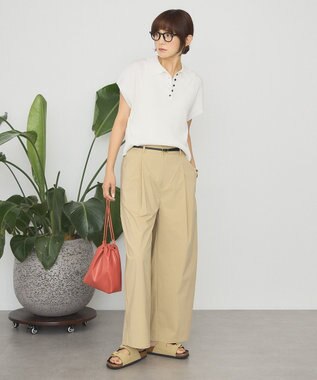 AMERICAN HOLIC フレンチスリーブリブニットポロ Off White