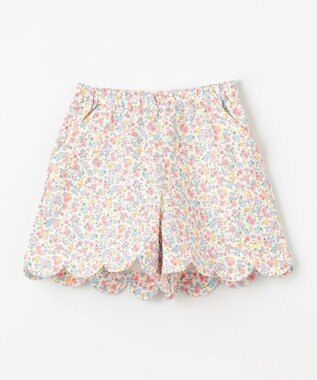 ANY KIDS 裾スカラップ ショートパンツ オフホワイト×花柄