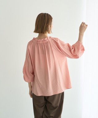 YECCA VECCA フリルギャザーボウタイブラウス Pink