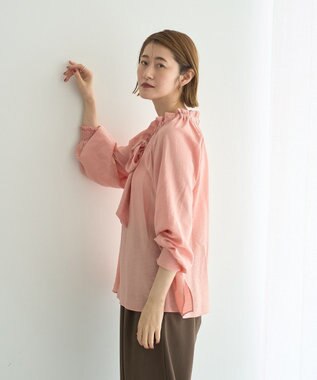 YECCA VECCA フリルギャザーボウタイブラウス Pink