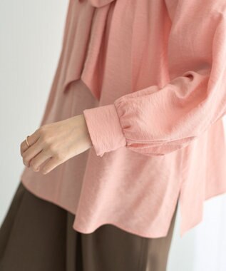 YECCA VECCA フリルギャザーボウタイブラウス Pink
