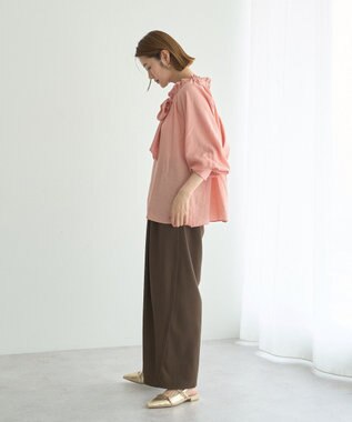 YECCA VECCA フリルギャザーボウタイブラウス Pink