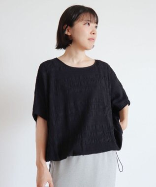 Green Parks ドロスト表面感プルオーバー Black