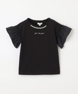 ANY KIDS パール襟 袖フリル Ｔシャツ ブラック
