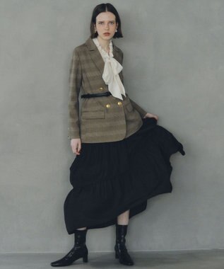 YECCA VECCA フリルギャザーボウタイブラウス Off White